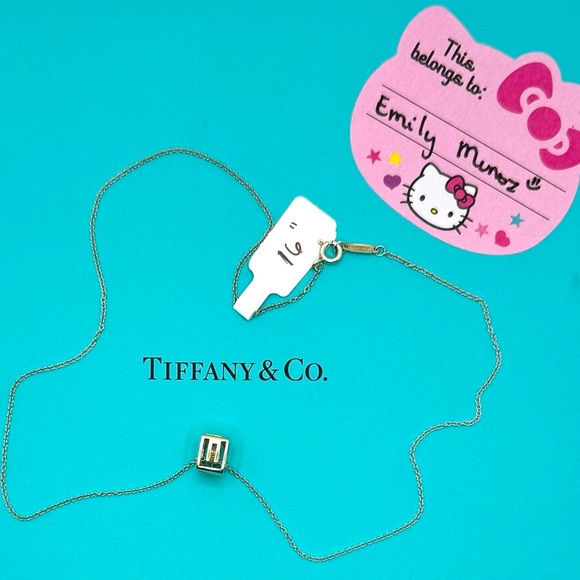 Authentic Preloved Tiffany & Co.LOVE Cube Pendant Charm Necklace